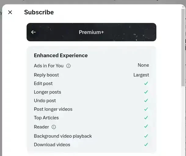 x premium+ subscription