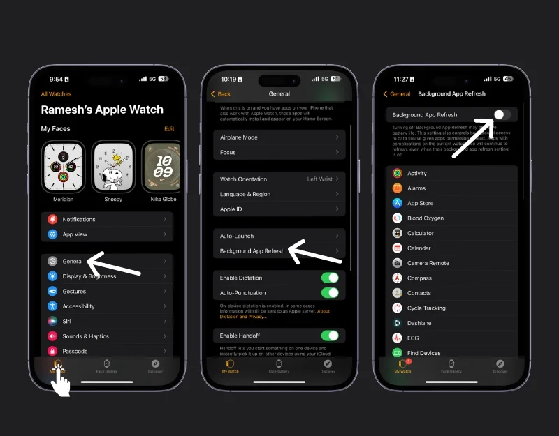 disable background app refresh on apple watch