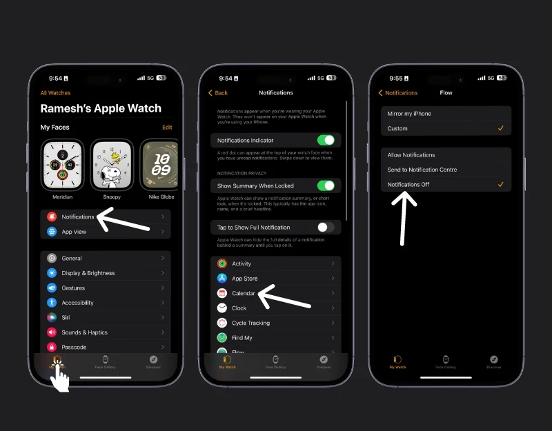 how to turn off app notifications on apple watch