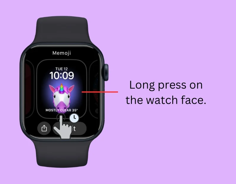 long press on the apple watch