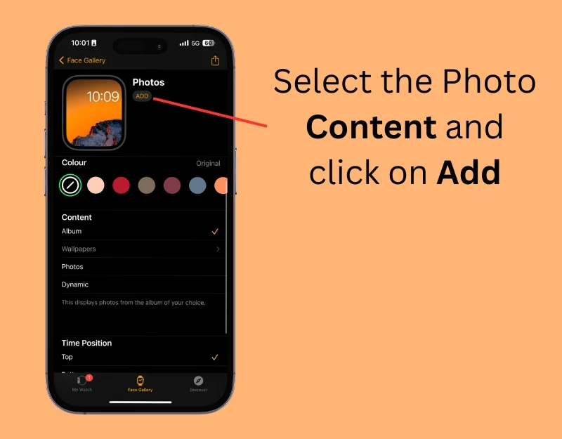 select photo contenct and click add