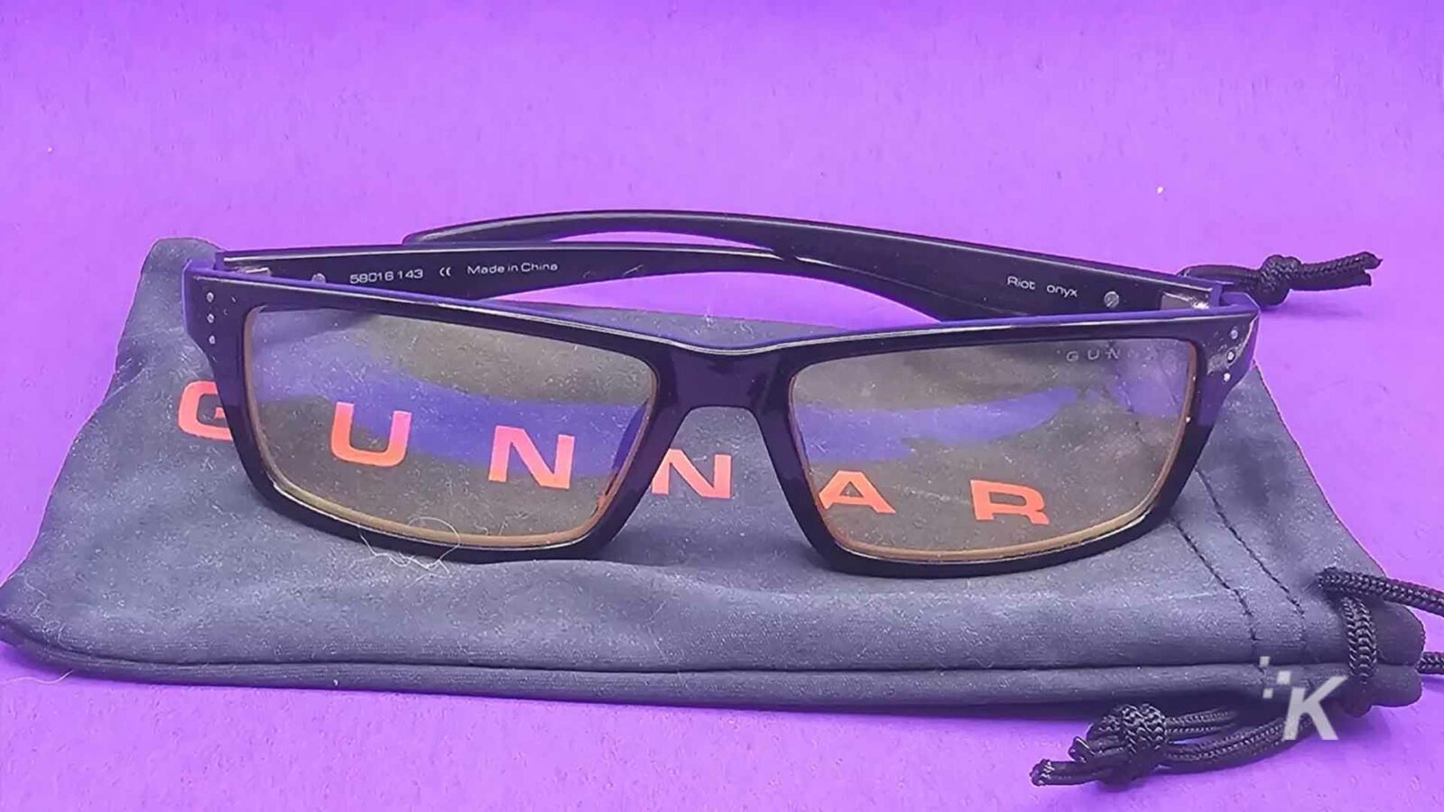 Gunnar glasses on purple background