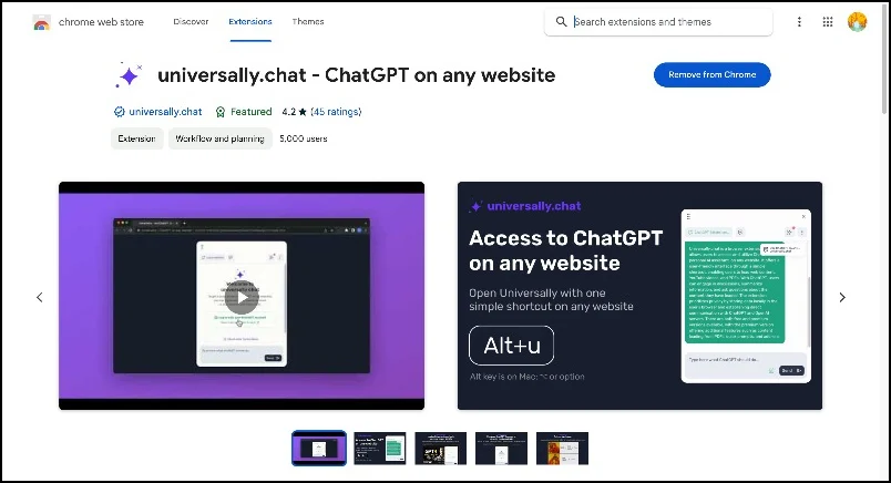 univerally chat google chrome extension