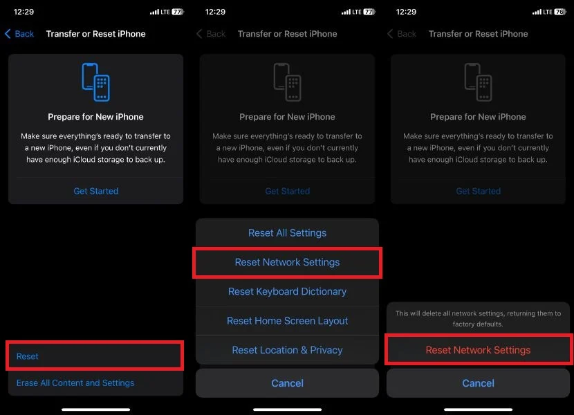 reset network settings