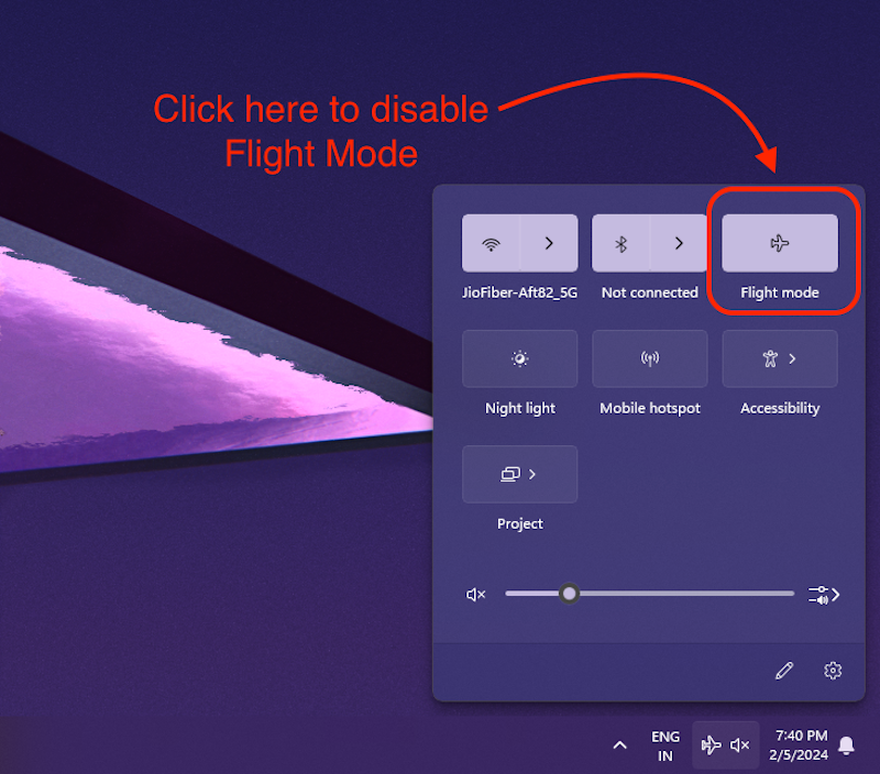 disable flight mode