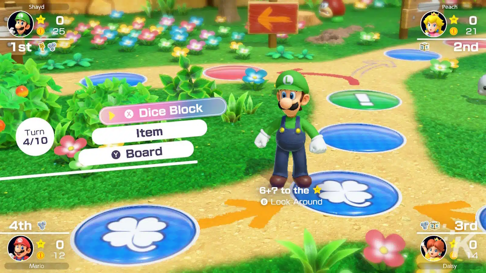 لقطة شاشة ملونة للعبة Mario Party تضم لويجي.