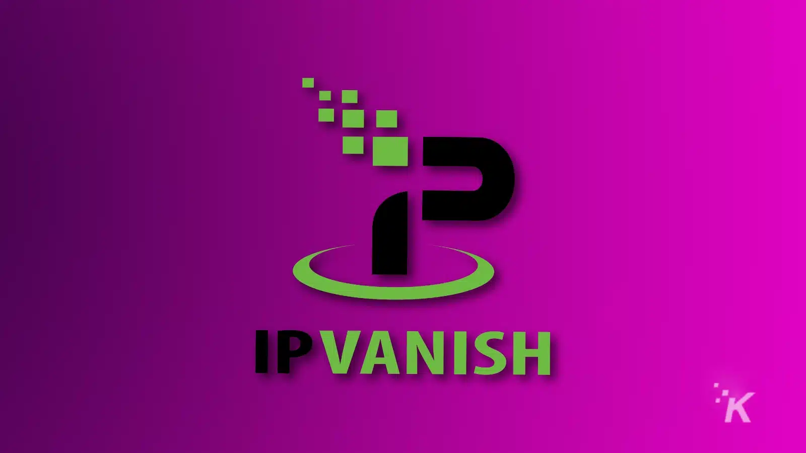 Logotipo IPVanish VPN em fundo roxo.