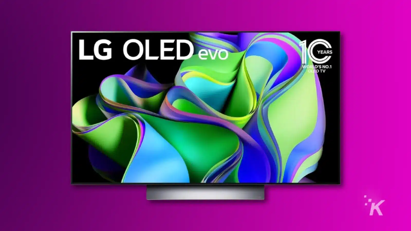 보라색 배경에 LG G3 48인치 OLED 렌더링