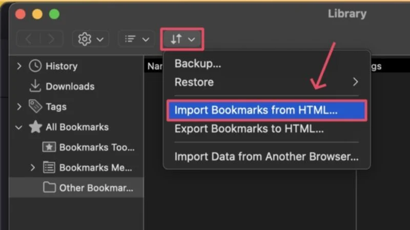 import firefox bookmarks