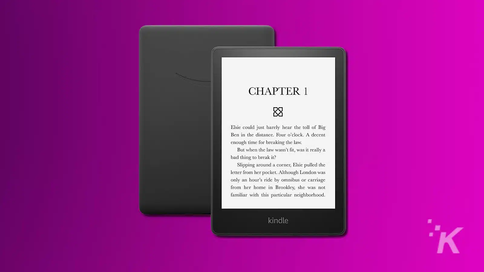 Kindle 显示书籍第一章的文本。