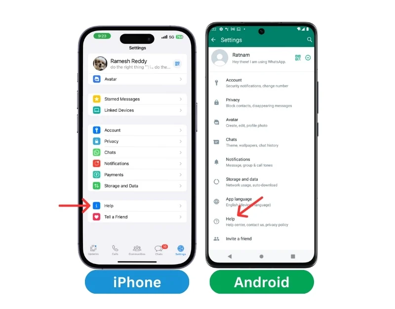 whatsapp help on android and iphone