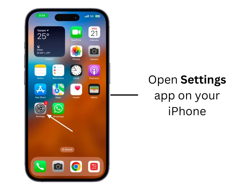 settings app on the iphone