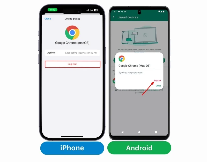 whatsap logout from multiple devices on android and iphone