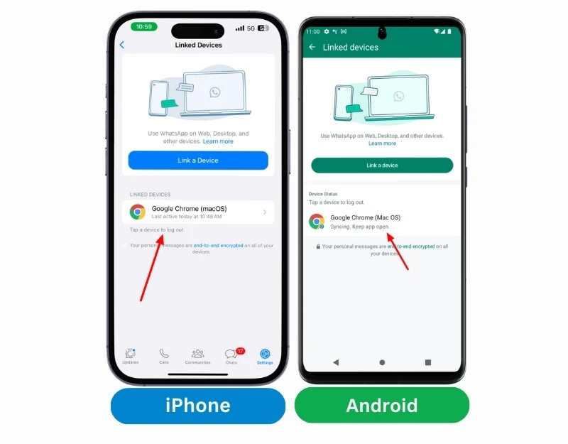 whatsapp linked devices on android and iphone