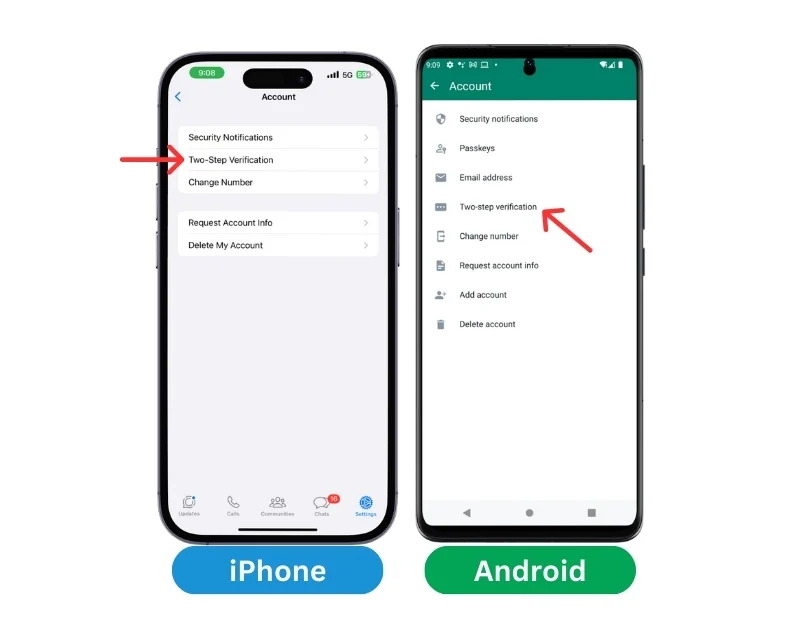 whatsapp two step verification on android and iphone