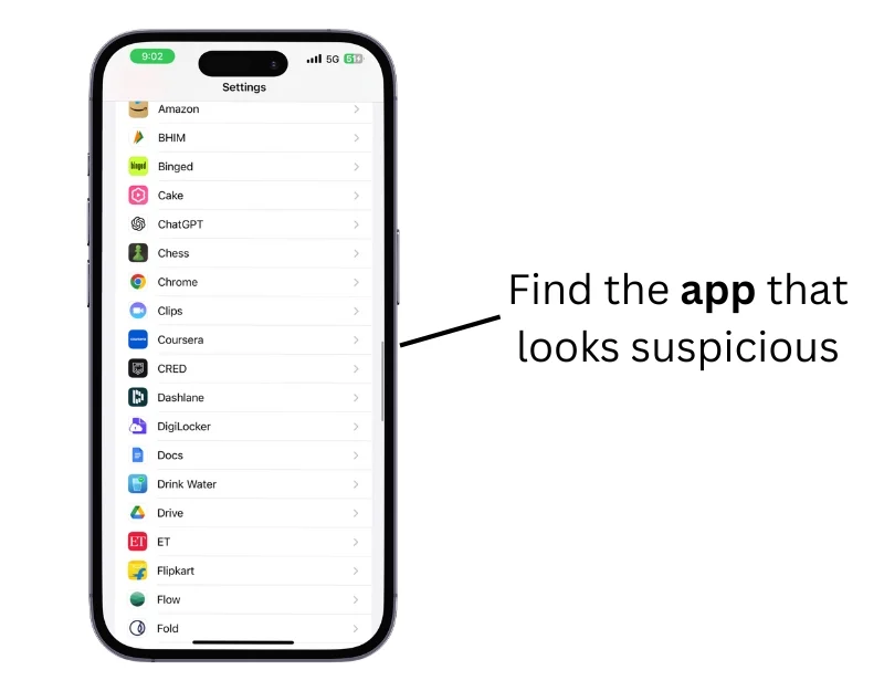 find the app that looks suspecious