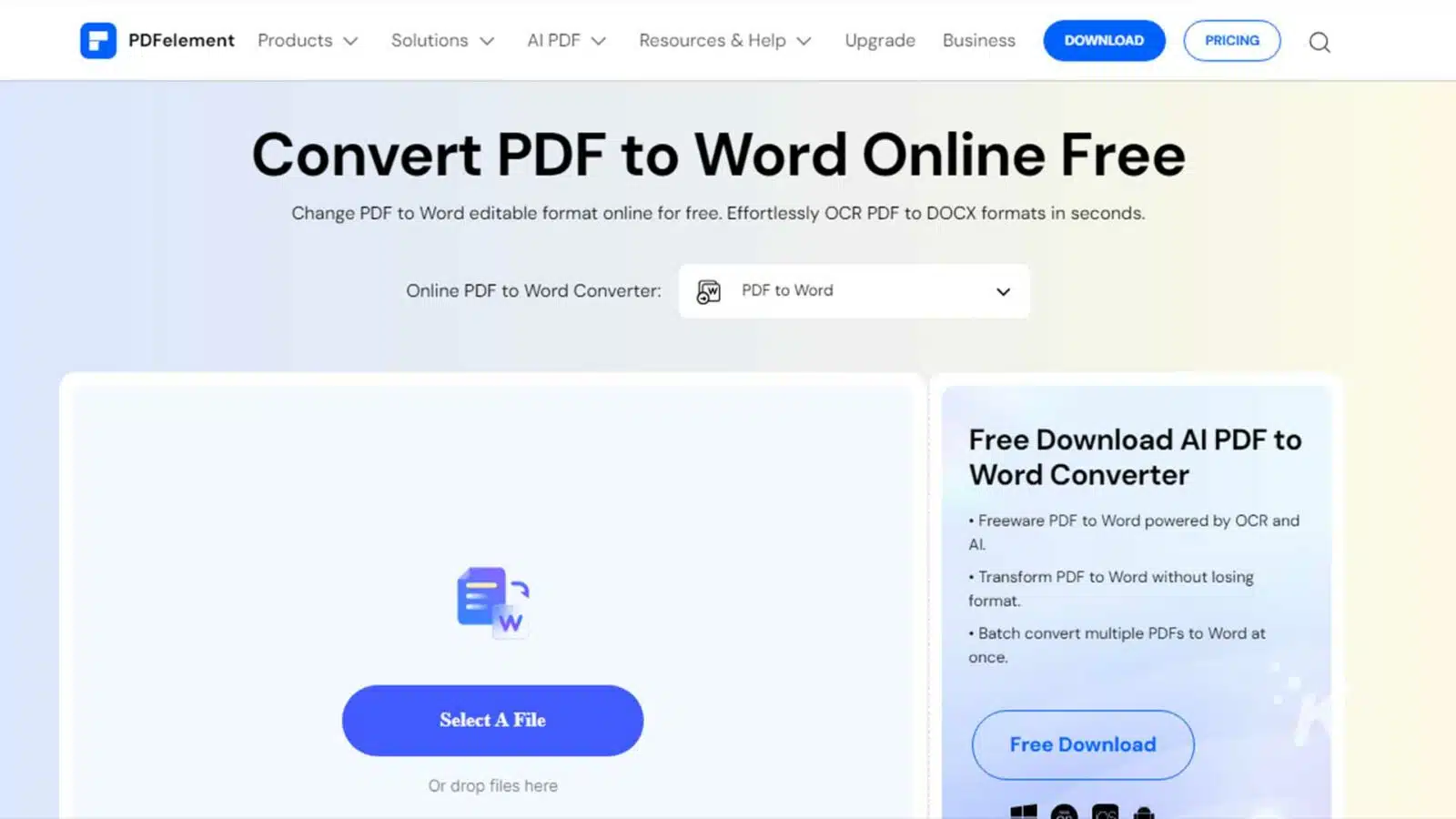 在线 pdf 到 word 转换器