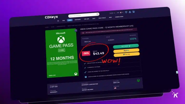 تخفيض على Xbox Game Pass لمدة 12 شهرًا، 43.49 دولارًا.