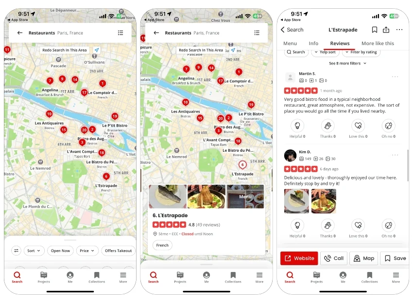 yelp reviews app