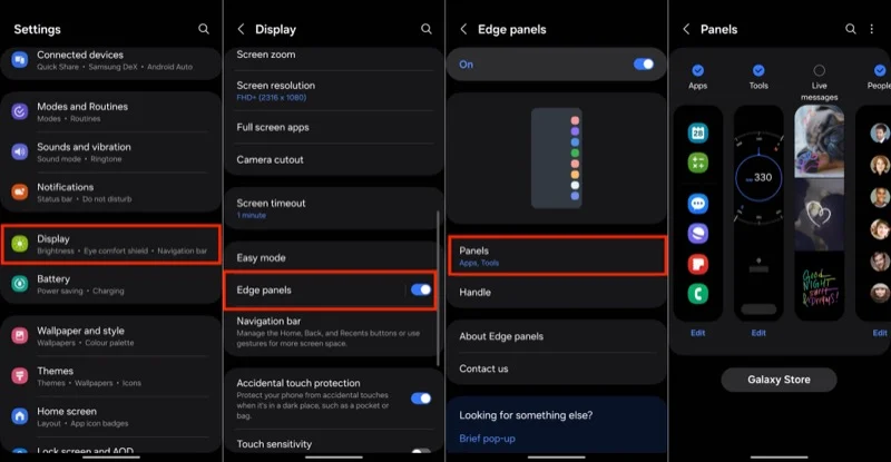 customizing the edge panel on a galaxy phone.