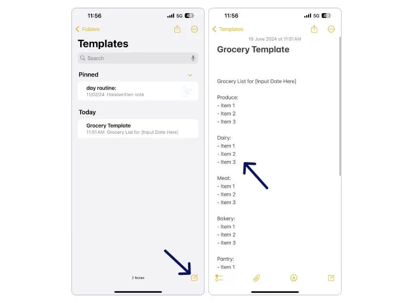 creating a new grocery note template on apple notes.jpeg