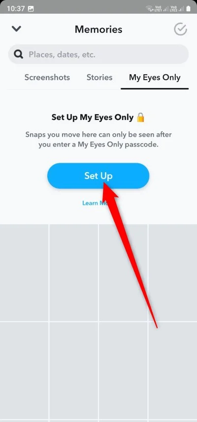 set up snapchat my eyes only