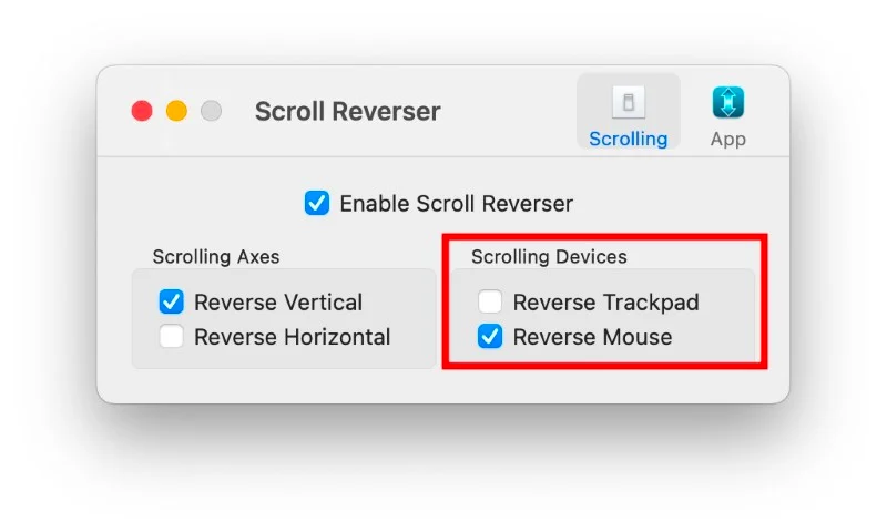 scrolling devices scroll reverser macos