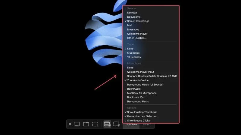 screen recording options on mac