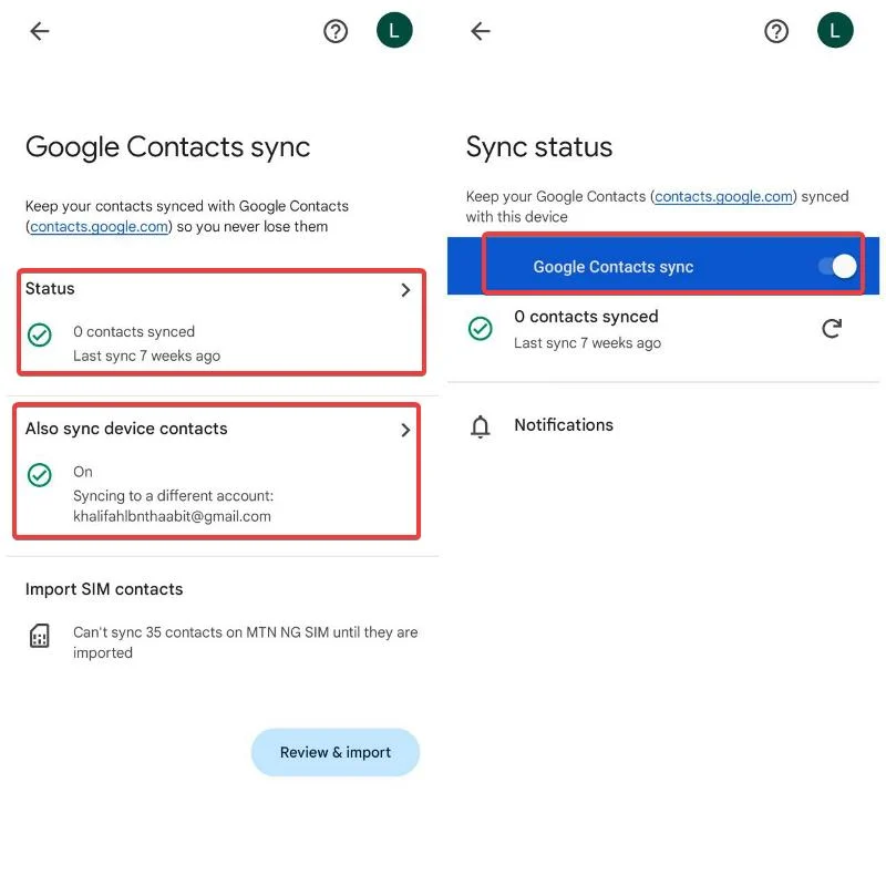 sync google contacts