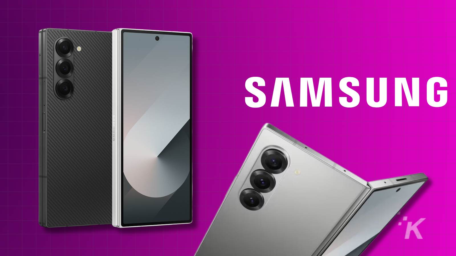 Смартфоны Samsung на фиолетовом фоне