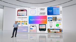 Craig Federighi da Apple apresenta Apple Intelligence na 2024 Worldwide Developers Conference (WWDC).