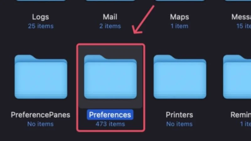 preferences folder in library