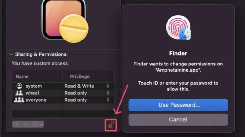 unlock to grant app editing permissions