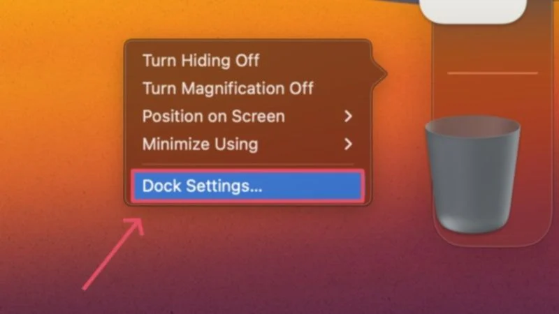 dock settings in macos