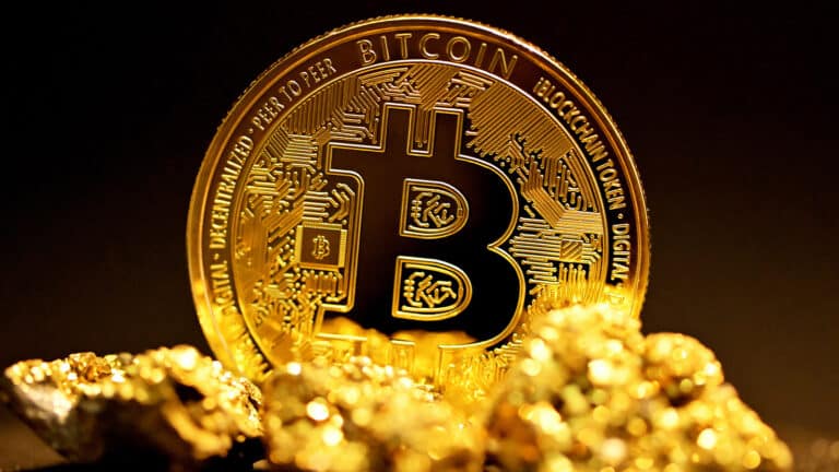 Bitcoin mit Goldnuggets