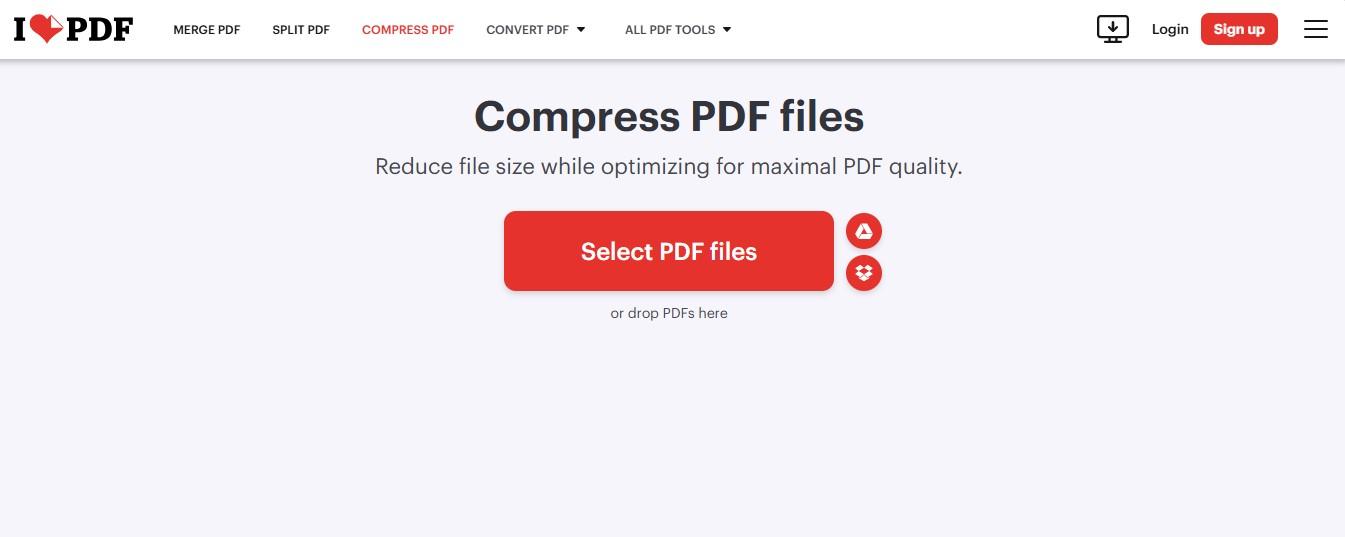 Compacte arquivos PDF online facilmente.