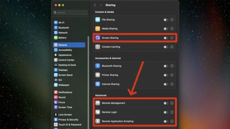 remote management settings in macos