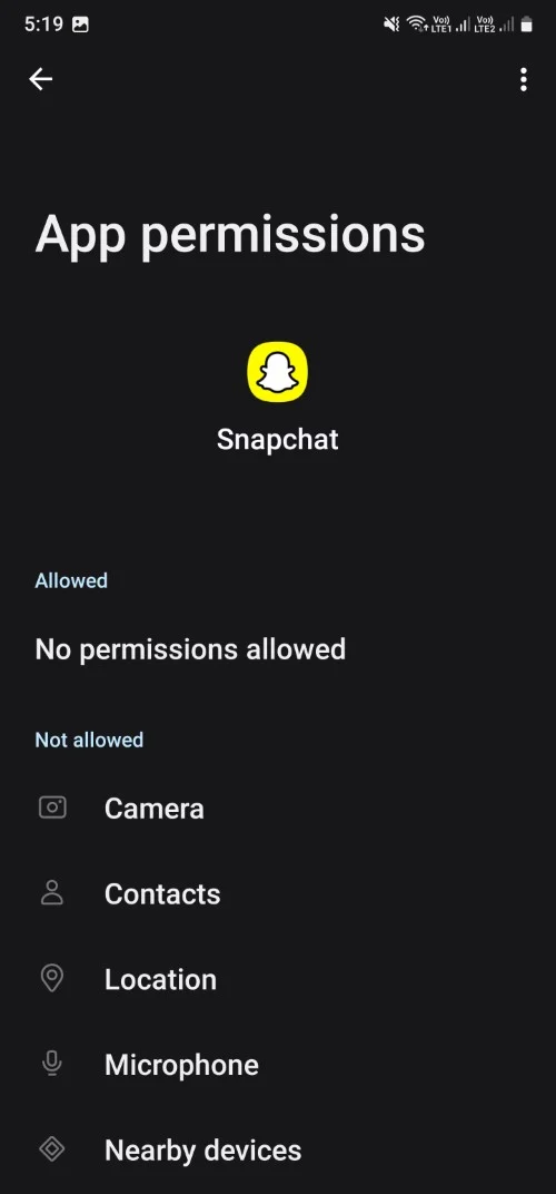 allow snapchat permissions