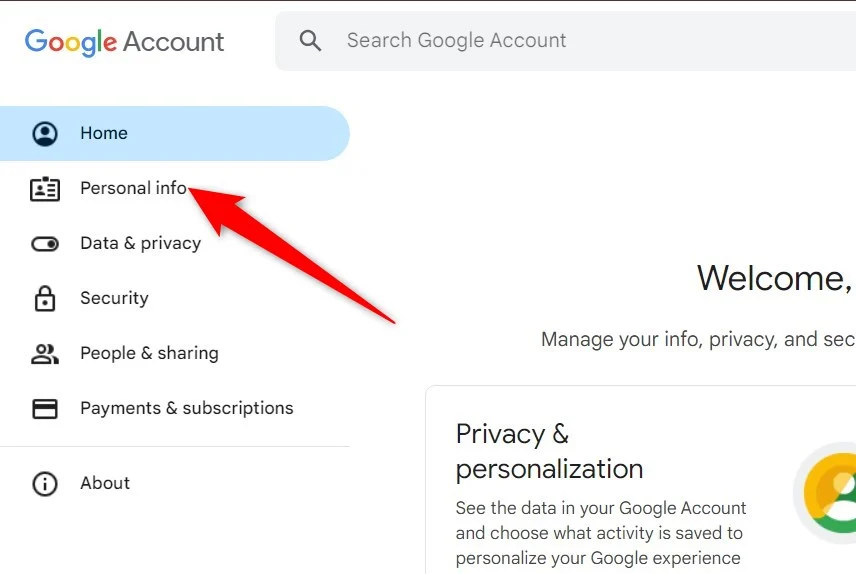 google account personal info