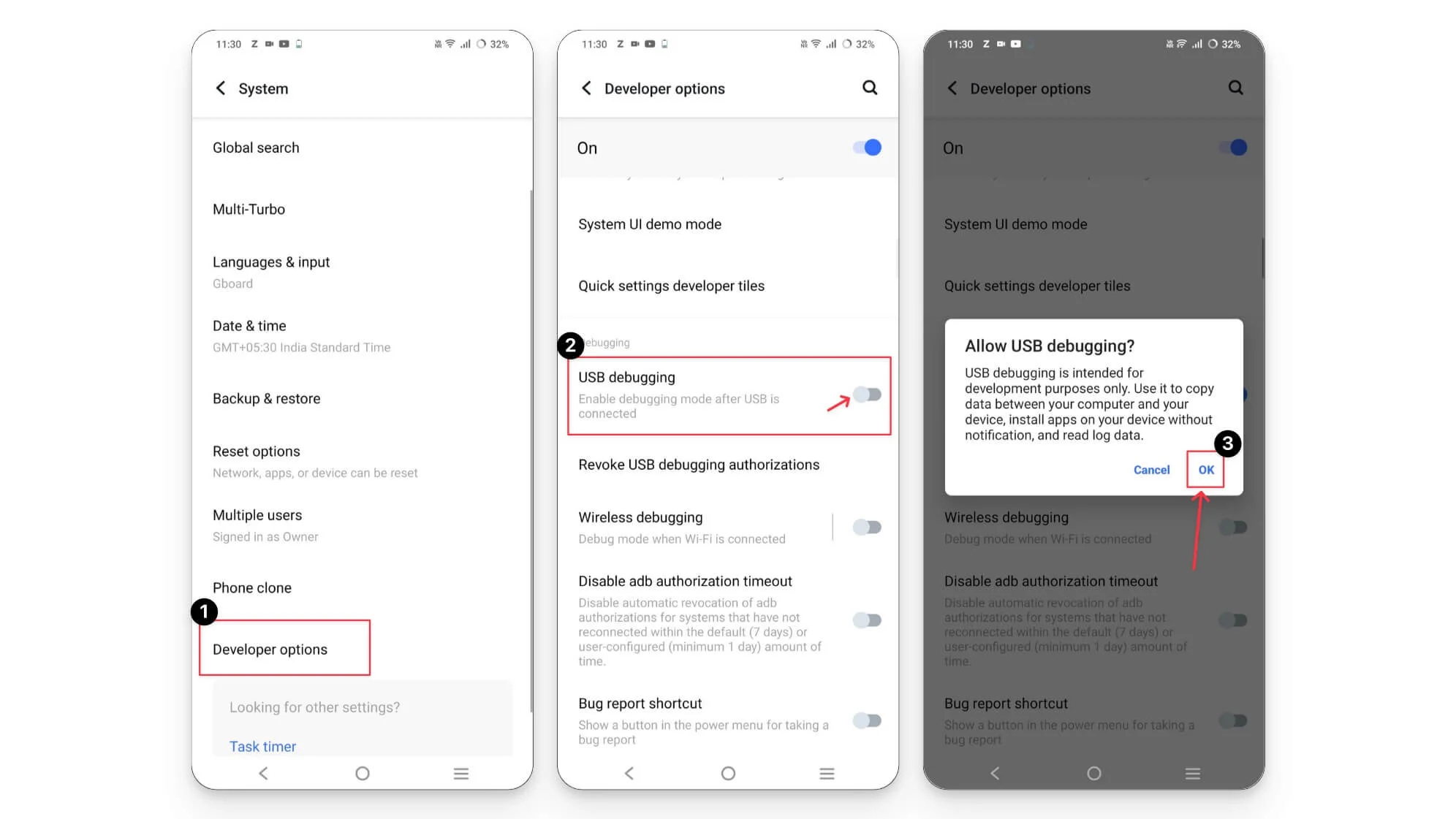 turn on usb debugging in developer options android