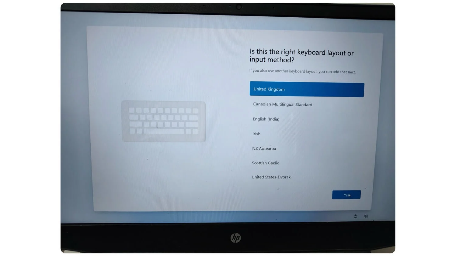 enter key board layout for your laptop