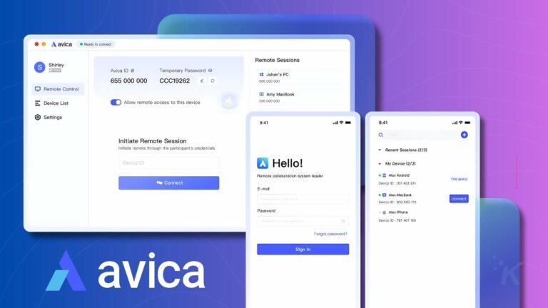 Avica-Remote-Collaboration-Schnittstelle auf Bildschirmen