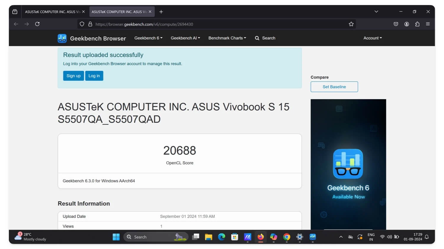 asus s15 old gpu score benchmark