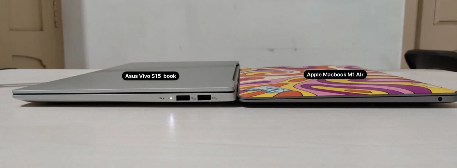 asus vivobook s15 vs macbook air m1 slimness comparision