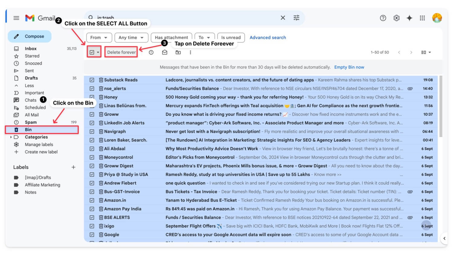 how to delete your email on gmail foreever