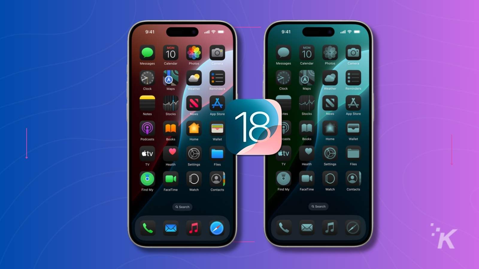 iOS 18 auf zwei iPhones mit App-Icons