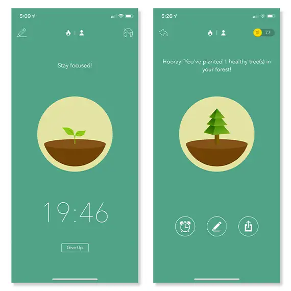 Screenshots der Wald-App