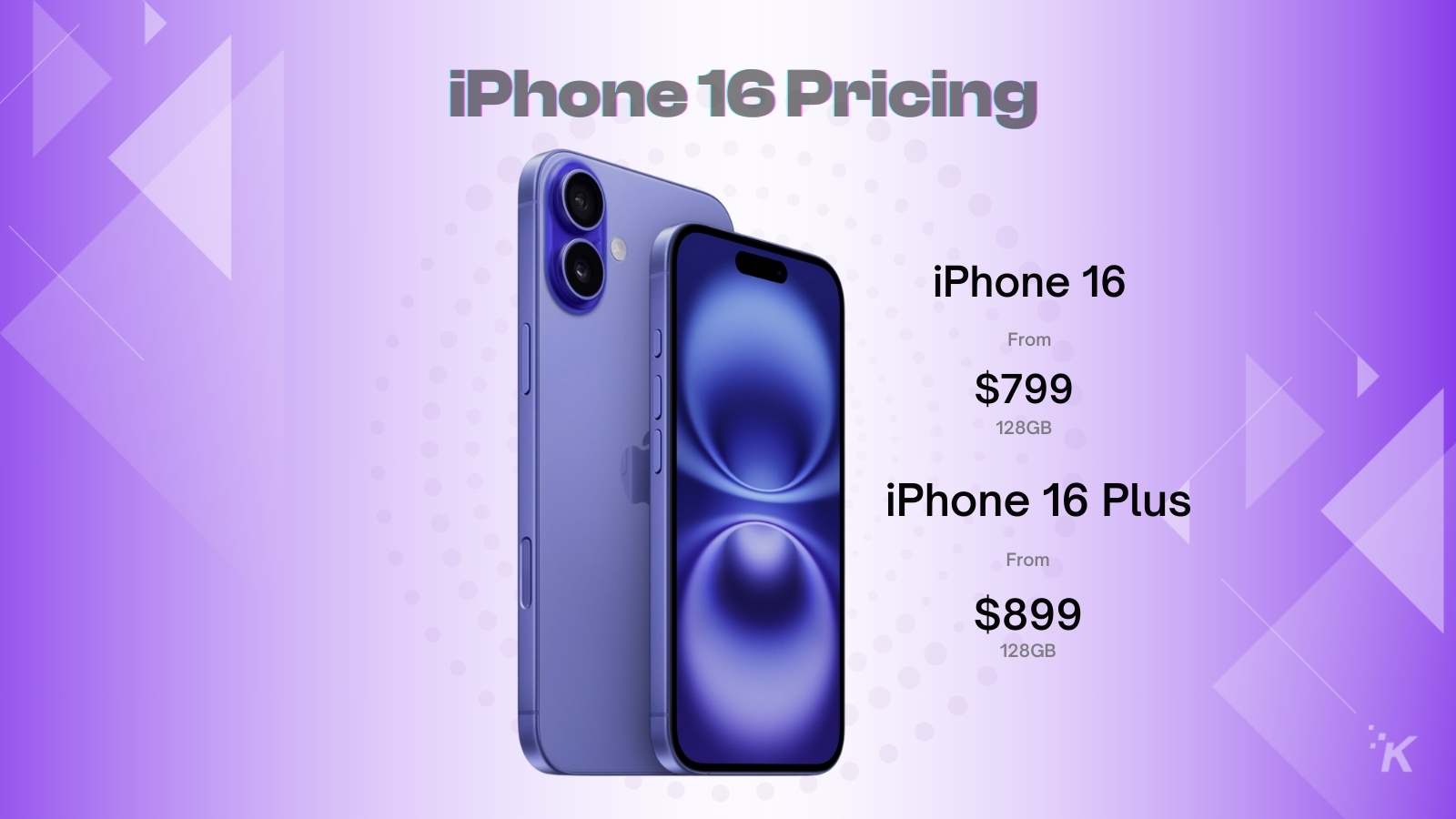 Détails des prix des iPhone 16 et 16 Plus.