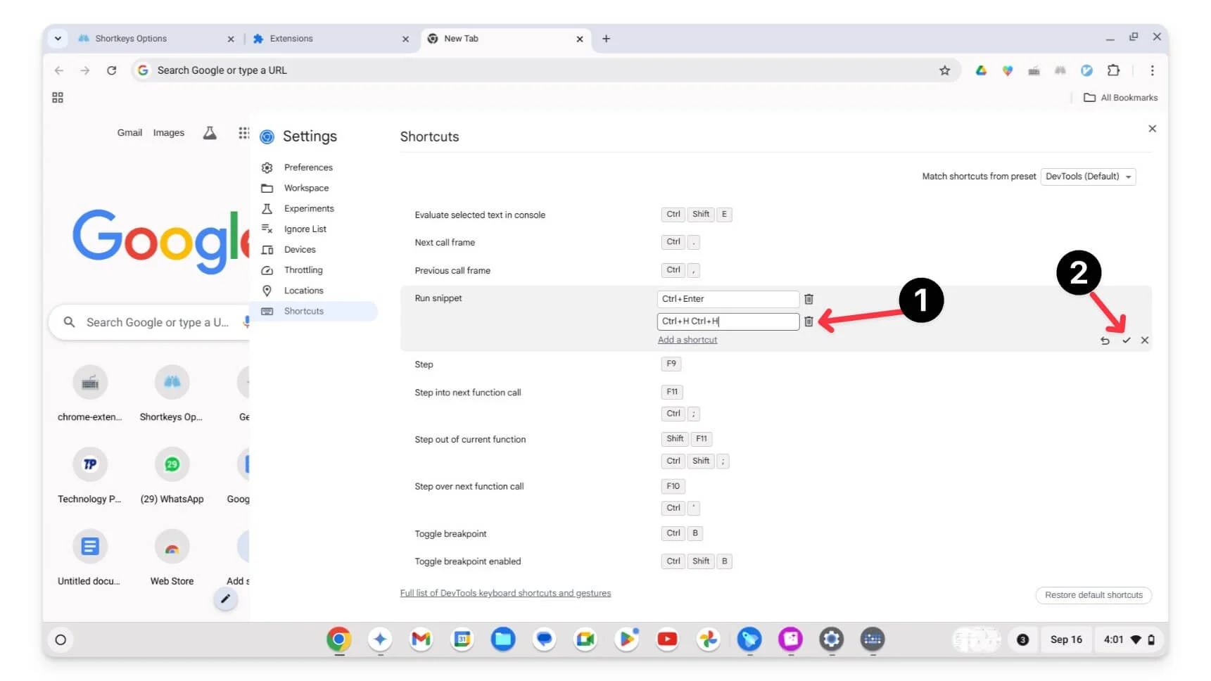 create and save shortcut