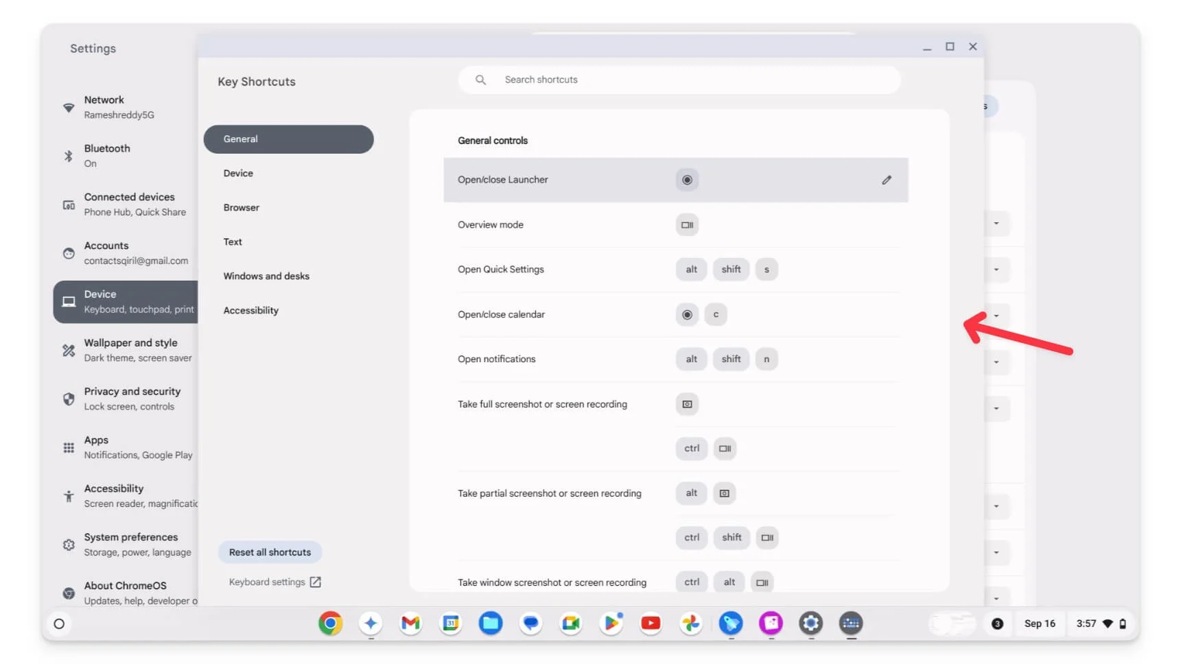 keyboard shortcut editor on chromebook